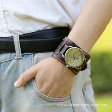 Nouveau produit vente chaude large bande vogue montre en cuir sport montres bracelet homme